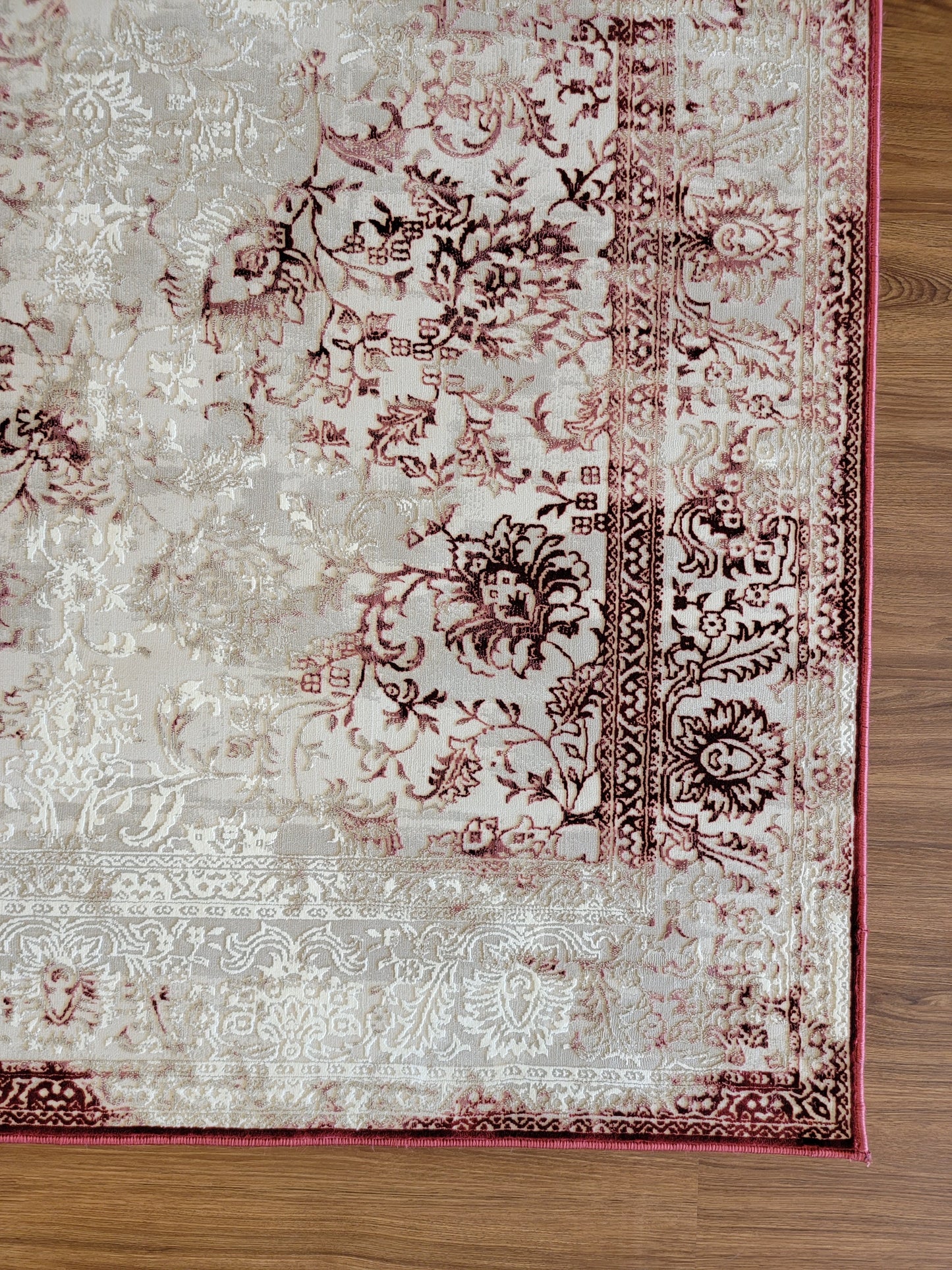 Avangard Modern Traditional Area Rug. White and Scarlet Red
