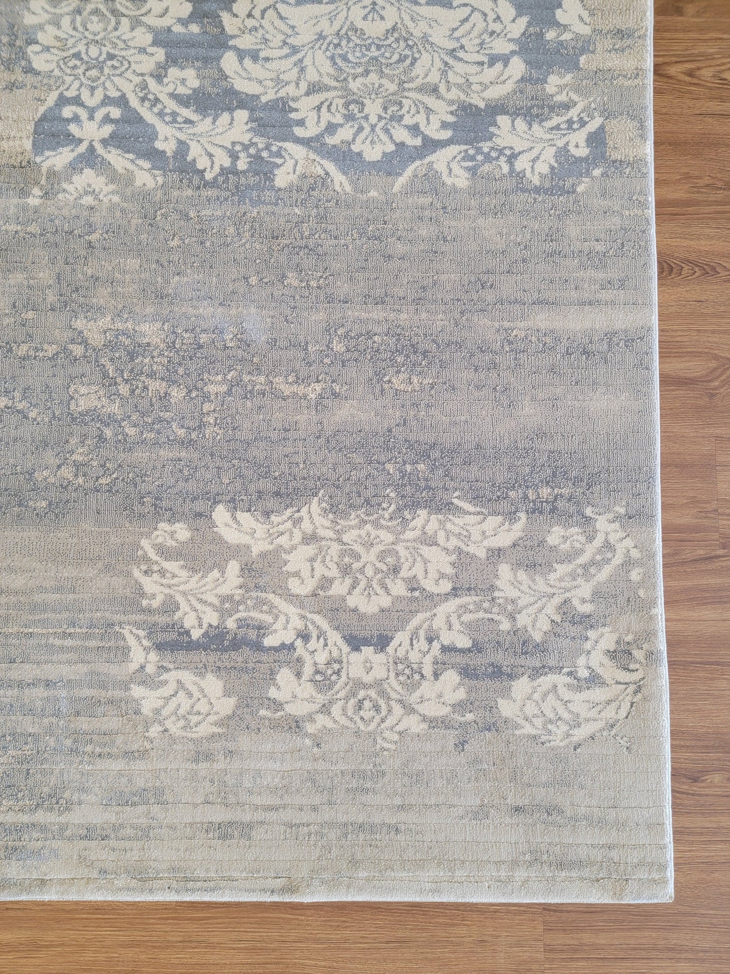 Baguette Modern Traditional Area Rug. White, Light Blue, and Gray