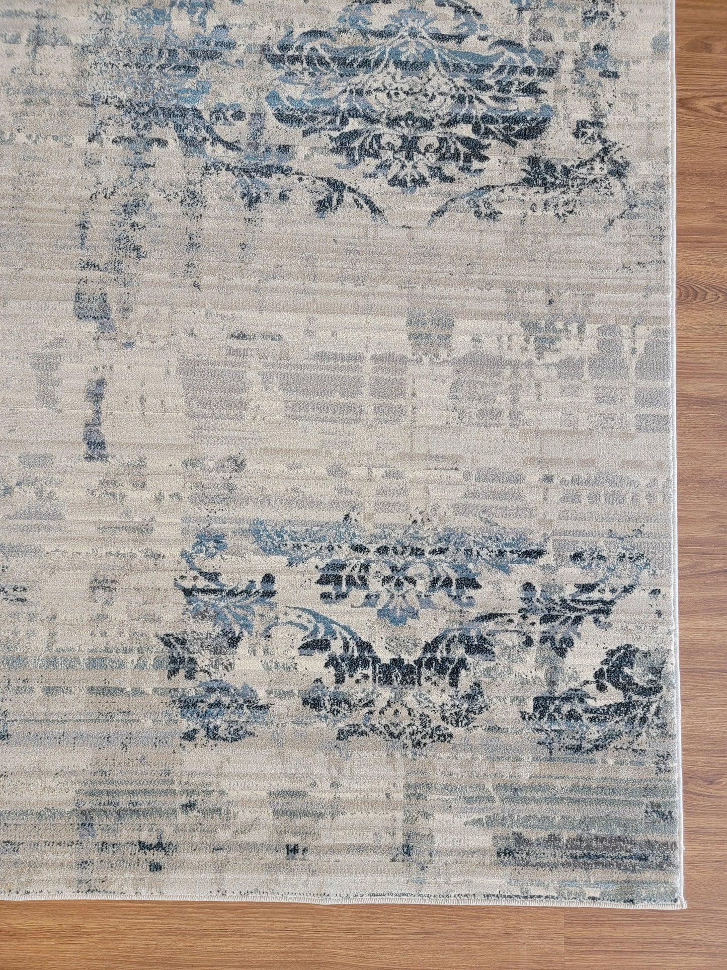 Baguette Modern Traditional Area Rug. White, Navy, and Gray