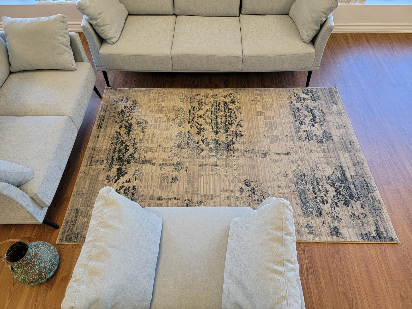 Baguette Modern Traditional Area Rug. White, Navy, and Gray