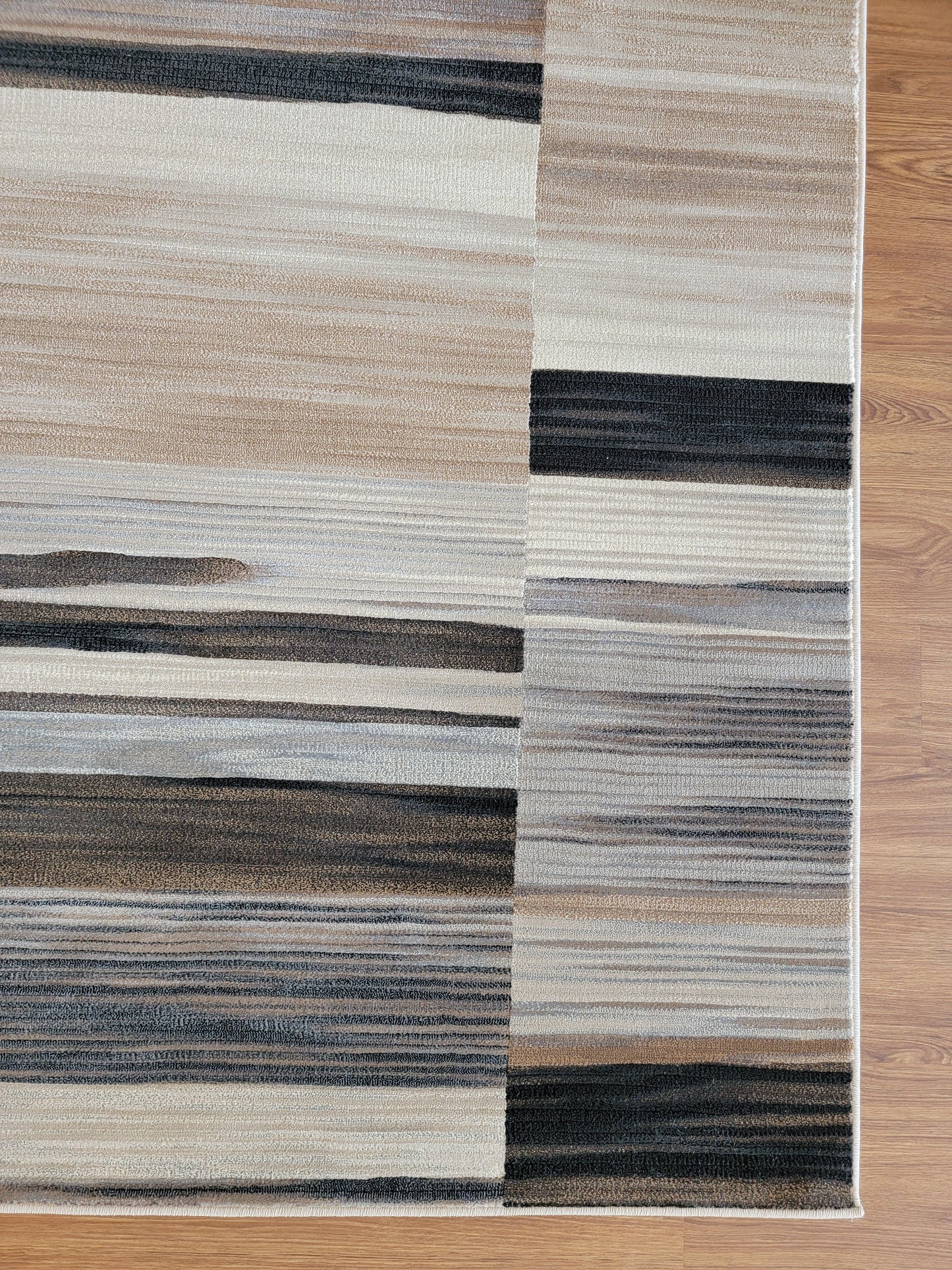Baguette Geometric Area Rug. Beige, Tan, and Brown