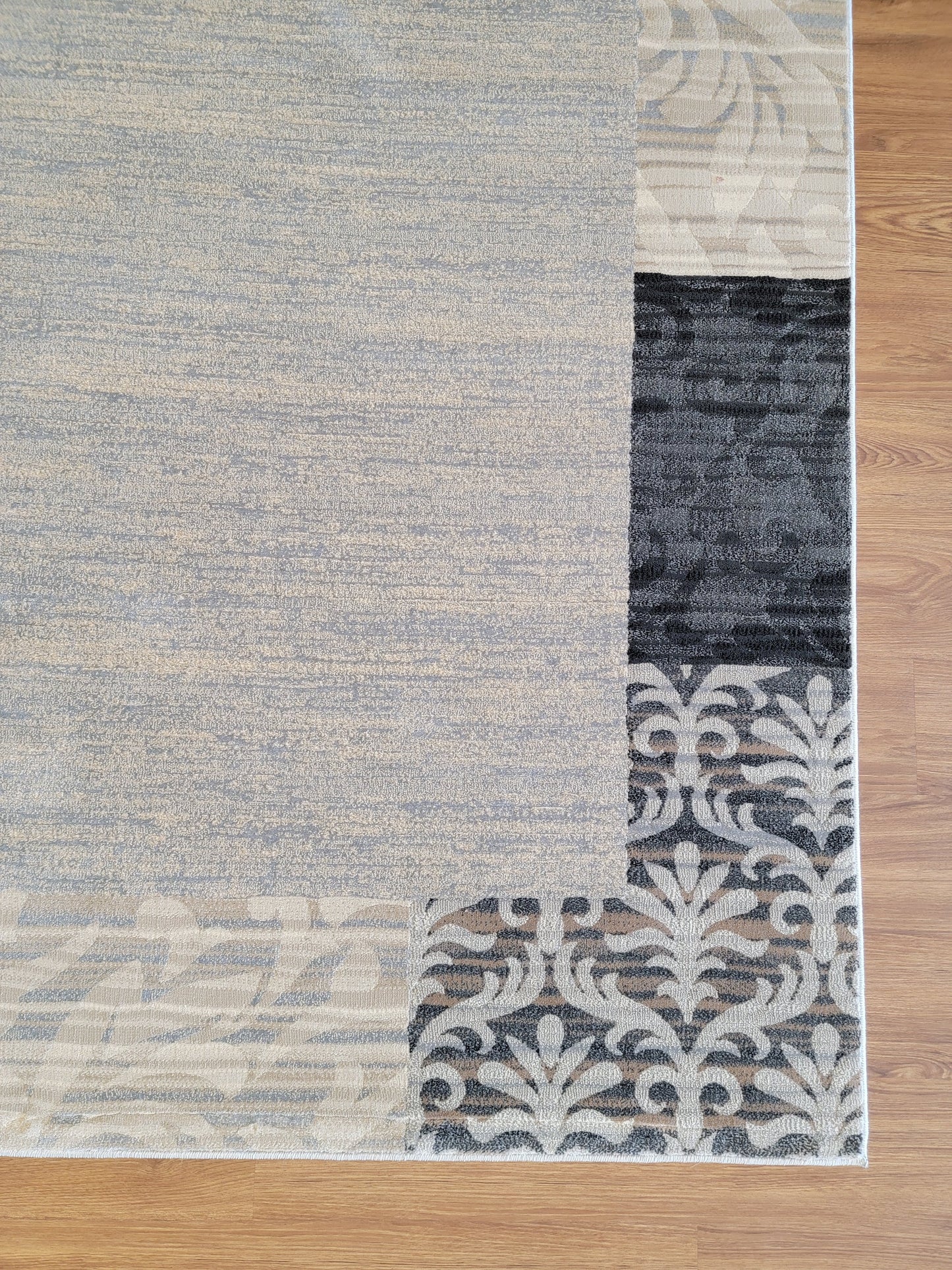 Baguette Geometric Area Rug. Beige, Brown, and Black