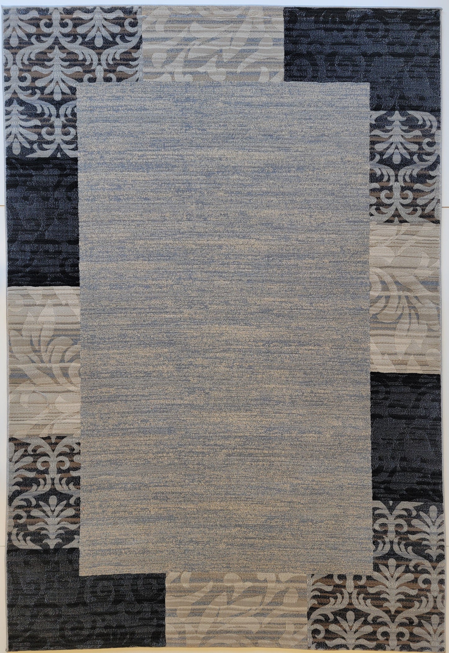 Baguette Geometric Area Rug. Beige, Brown, and Black