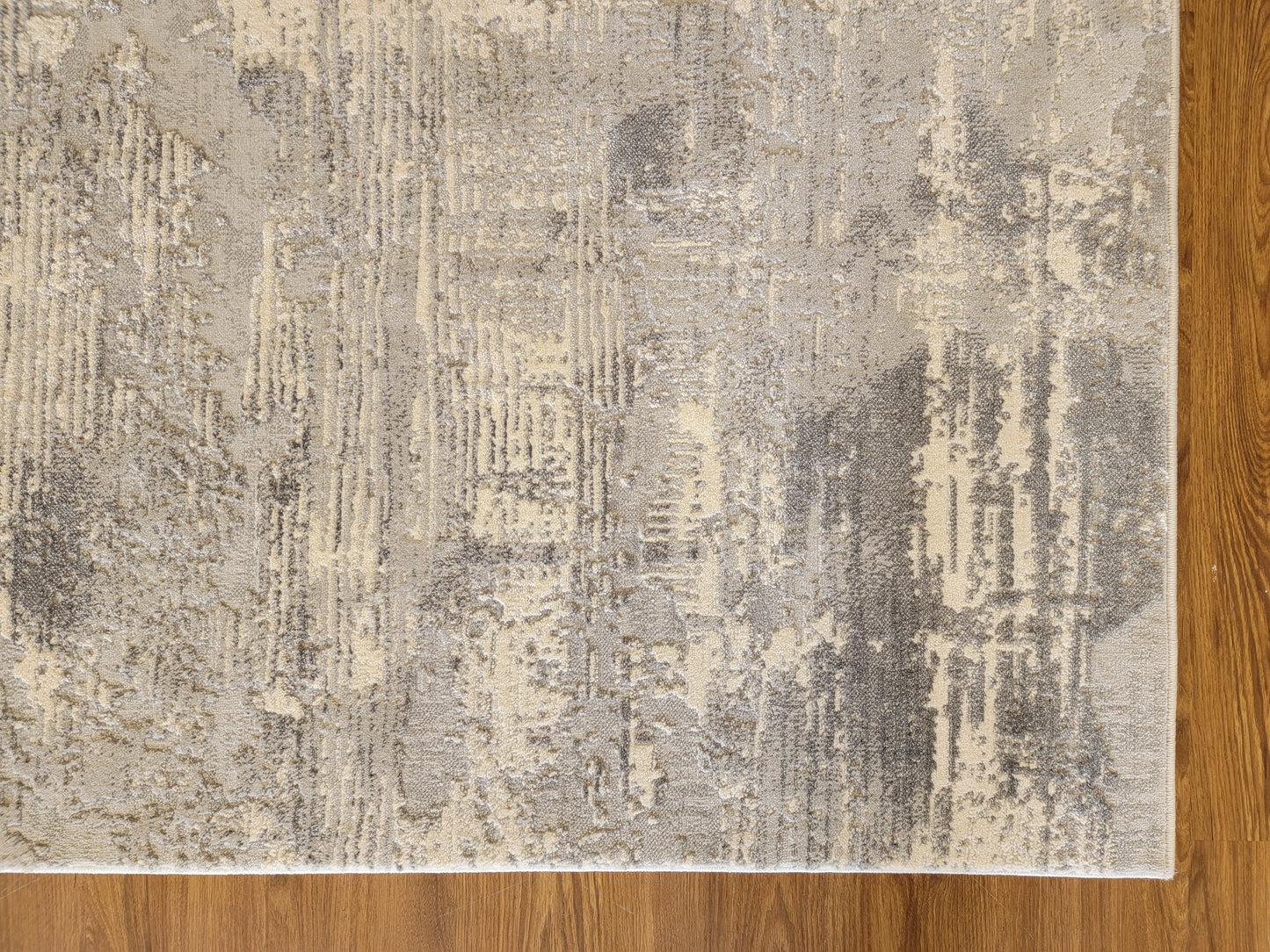 Cozy Abstract Area Rug. White, Light, and Dim Gray