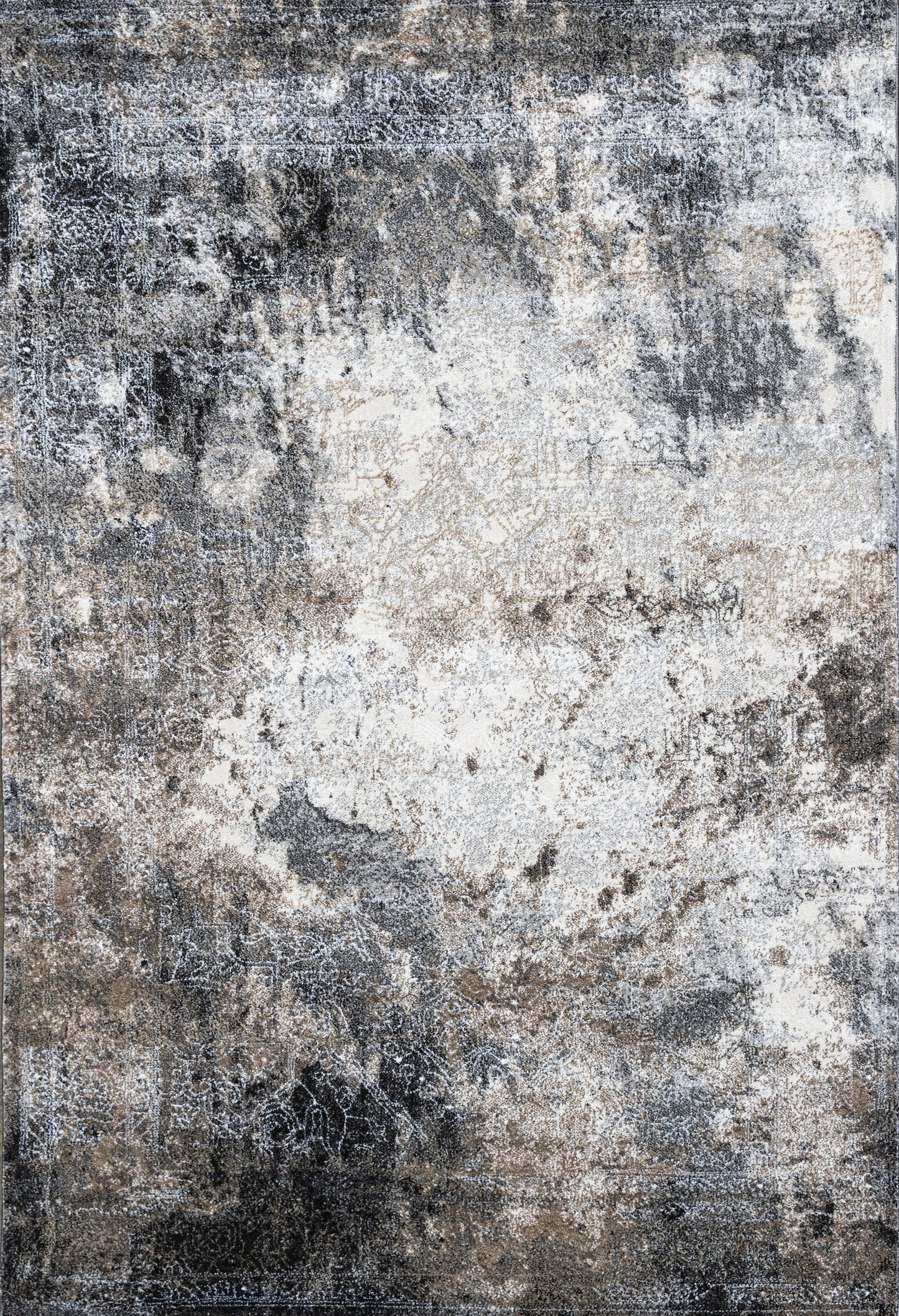 Despina Modern Traditional Area Rug. White, Silver, and Dim Gray