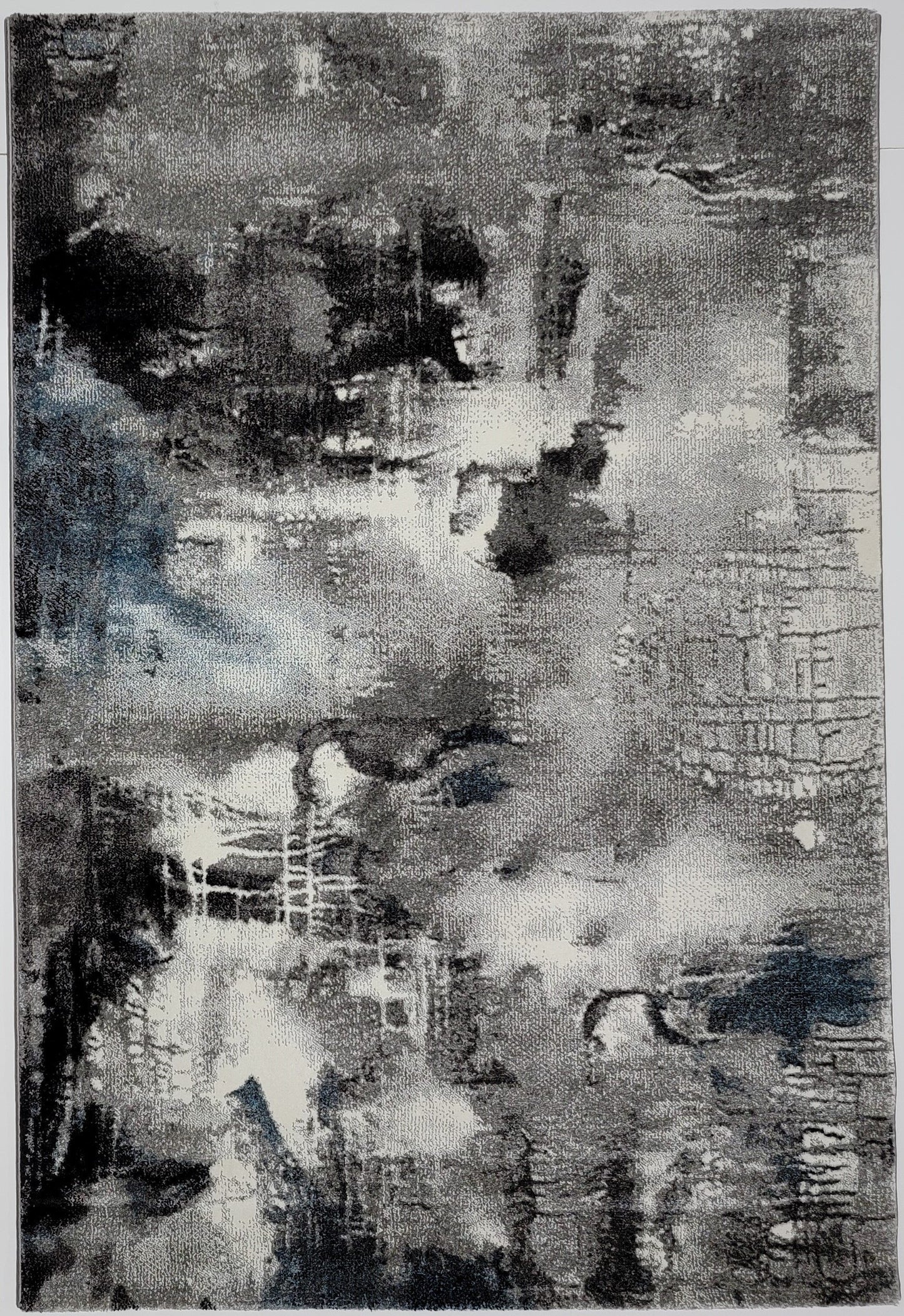 Diamond Art Abstract Area Rug. White, Gray, and Black