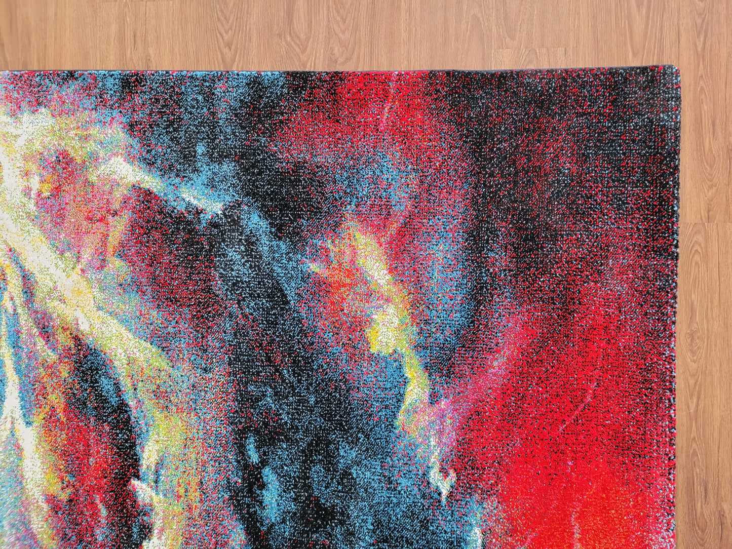 Diamond Art Abstract Area Rug. Multiple Colors of Red, Blue, and Black