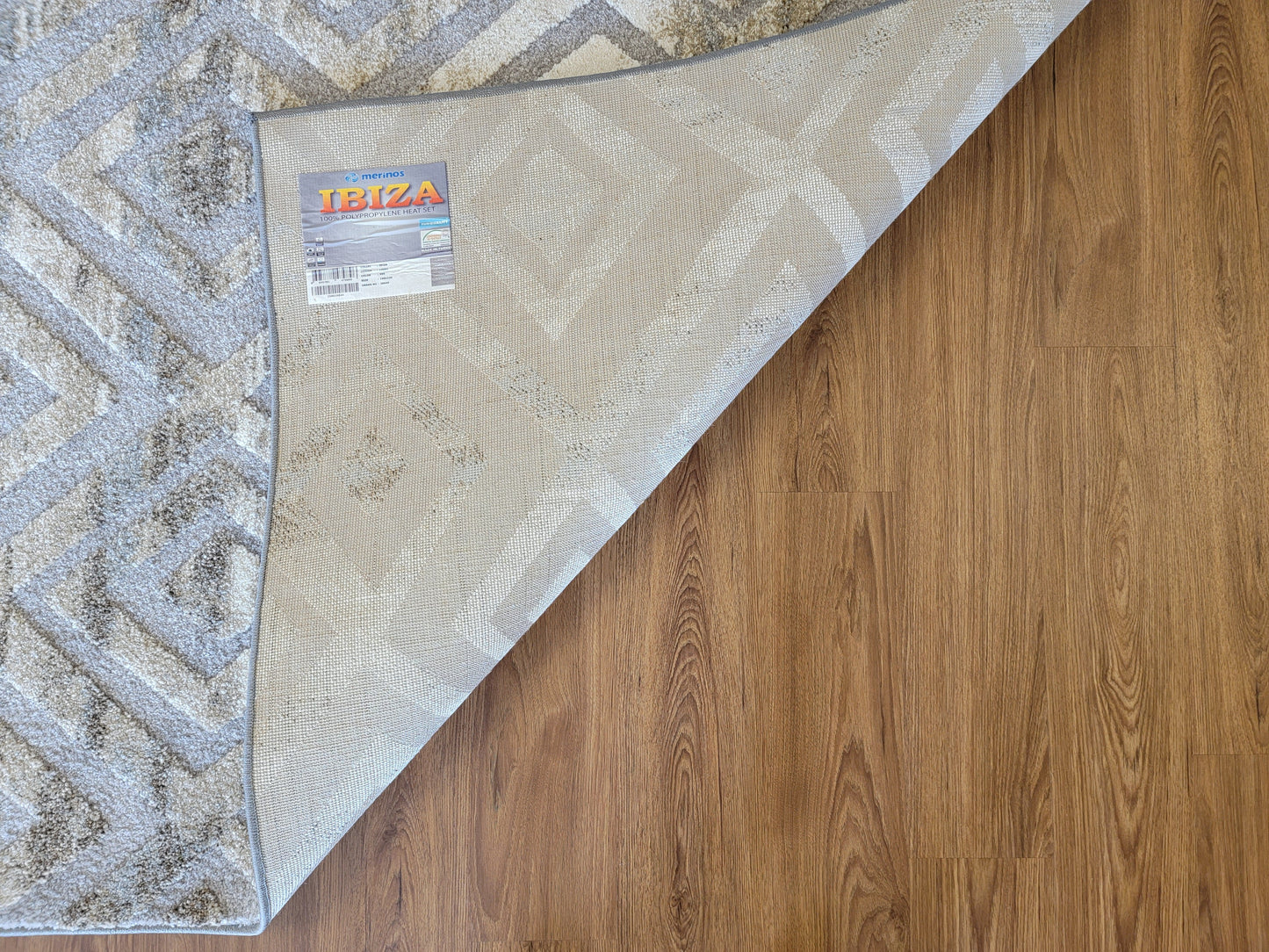 Ibiza Geometric Area Rug. Ivory, Brown, and Platinum