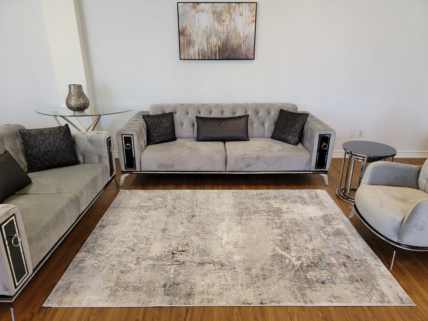 LaDome Abstract Area Rug. Light Gray and Dark Gray
