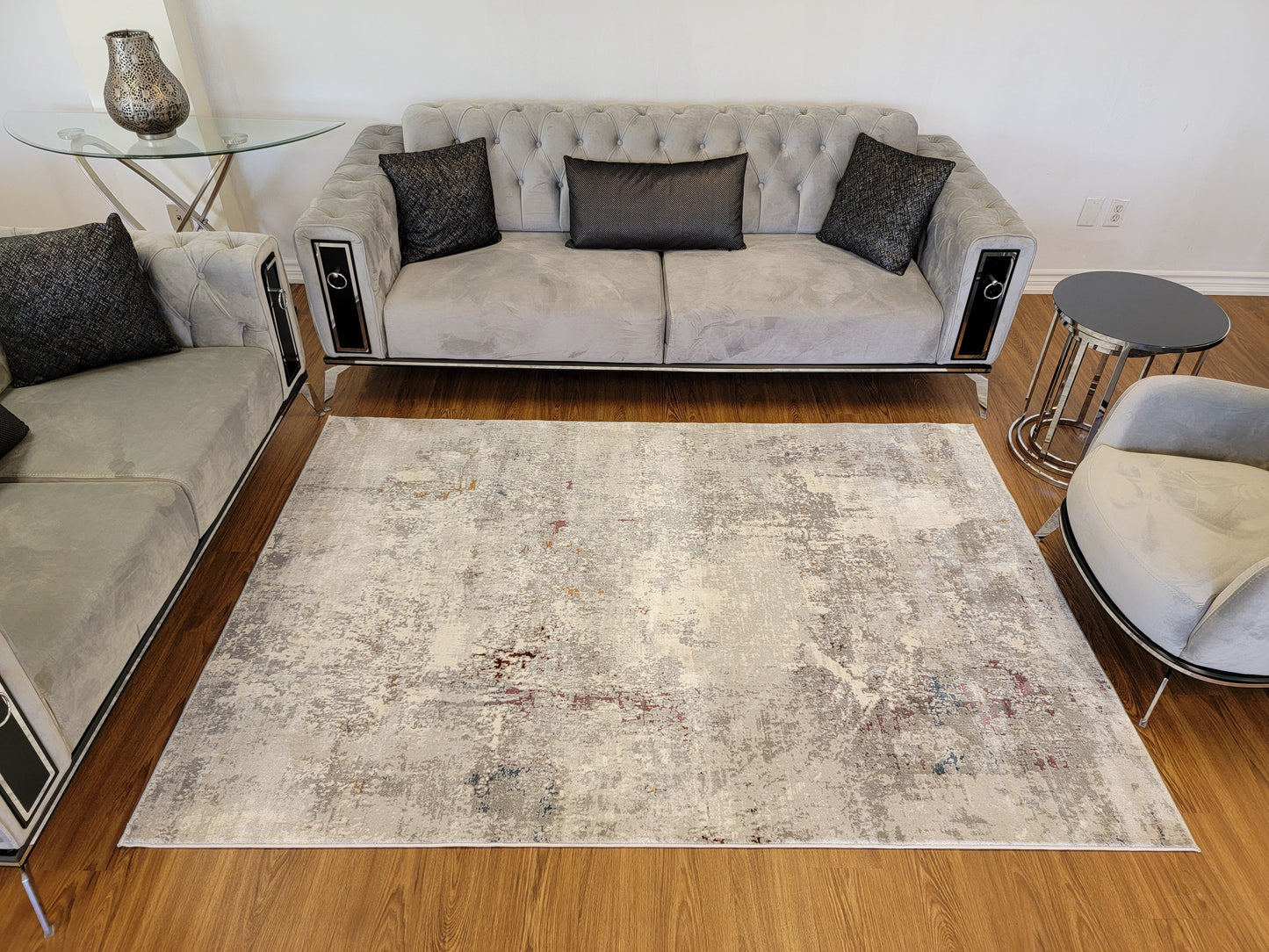 LaDome Abstract Area Rug. Light Gray and Dark Gray