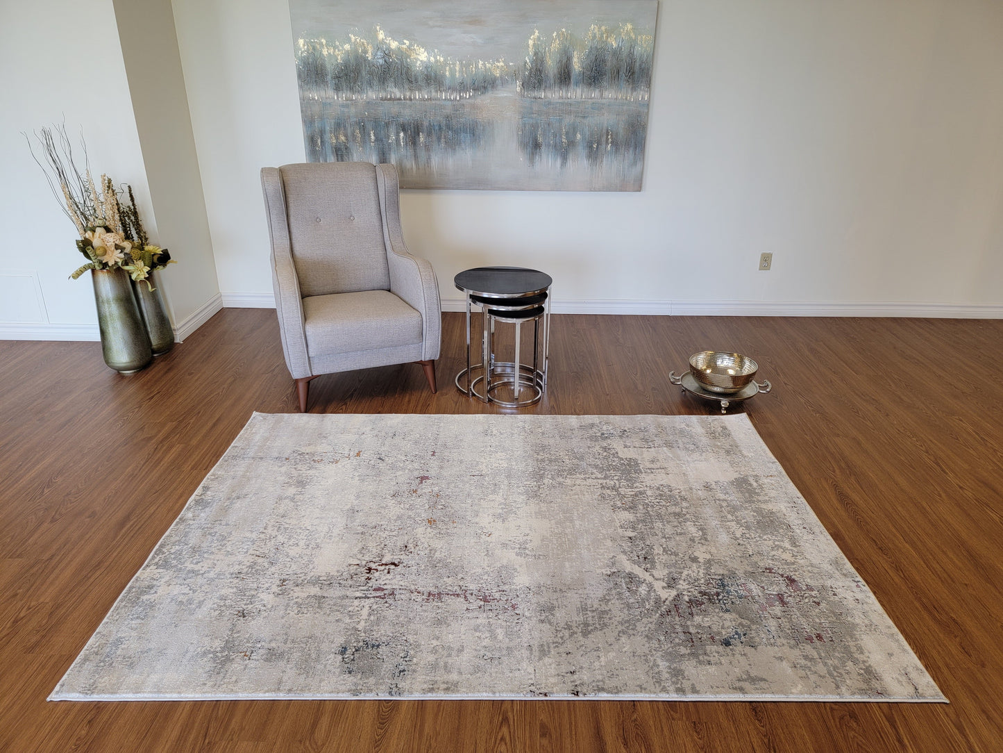 LaDome Abstract Area Rug. Light Gray and Dark Gray