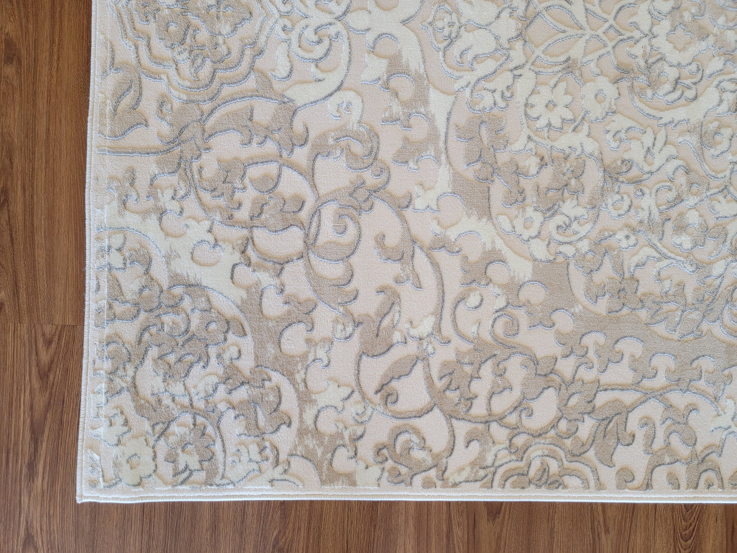 Airmont Modern Traditional Area Rug. Beige, White, and Silver