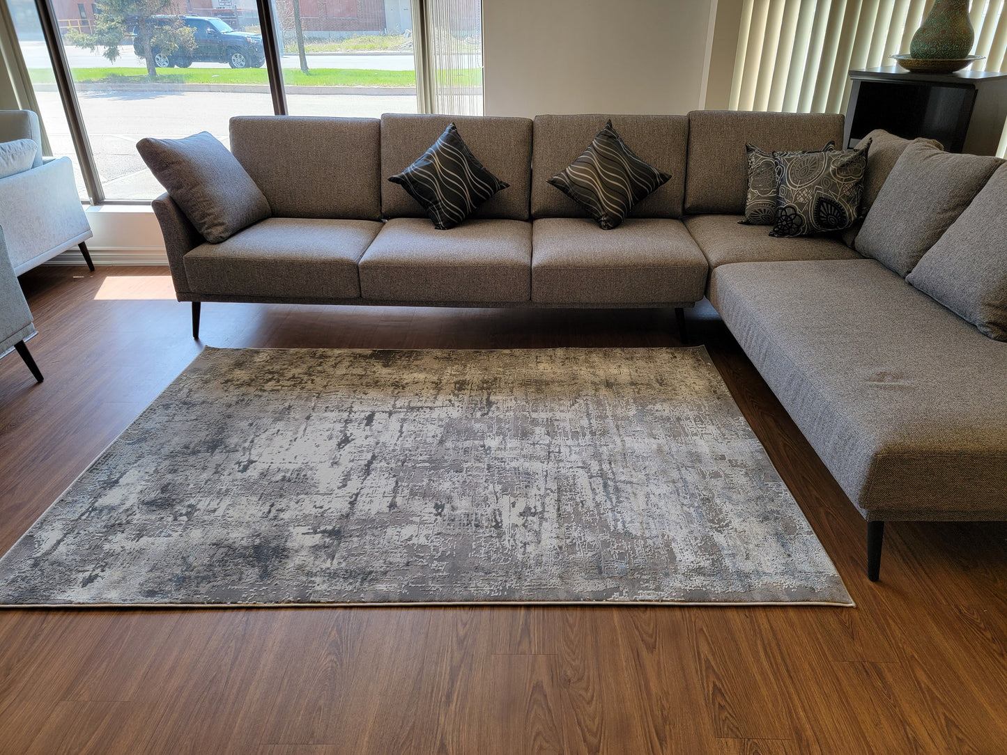 Armodies Abstract Area Rug. Silver, Ash Gray, and Dim Gray