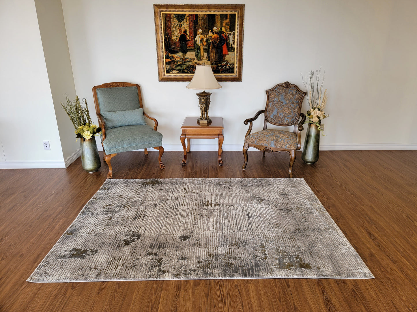 Armodies Abstract Area Rug. Ash Grey and Brown.