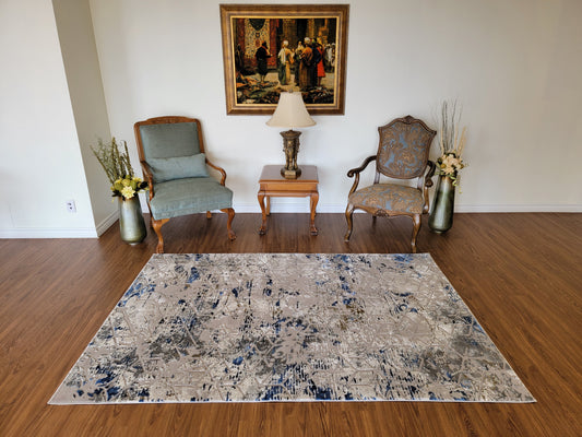 Armodies Geometric Area Rug. Platinum, Navy, and Army Green