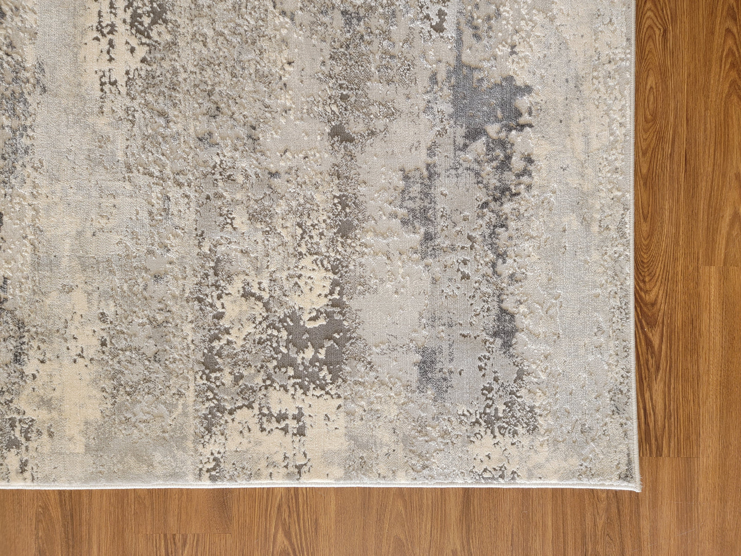 Cozy Abstract Area Rug. White, Platinum, and Slate Gray