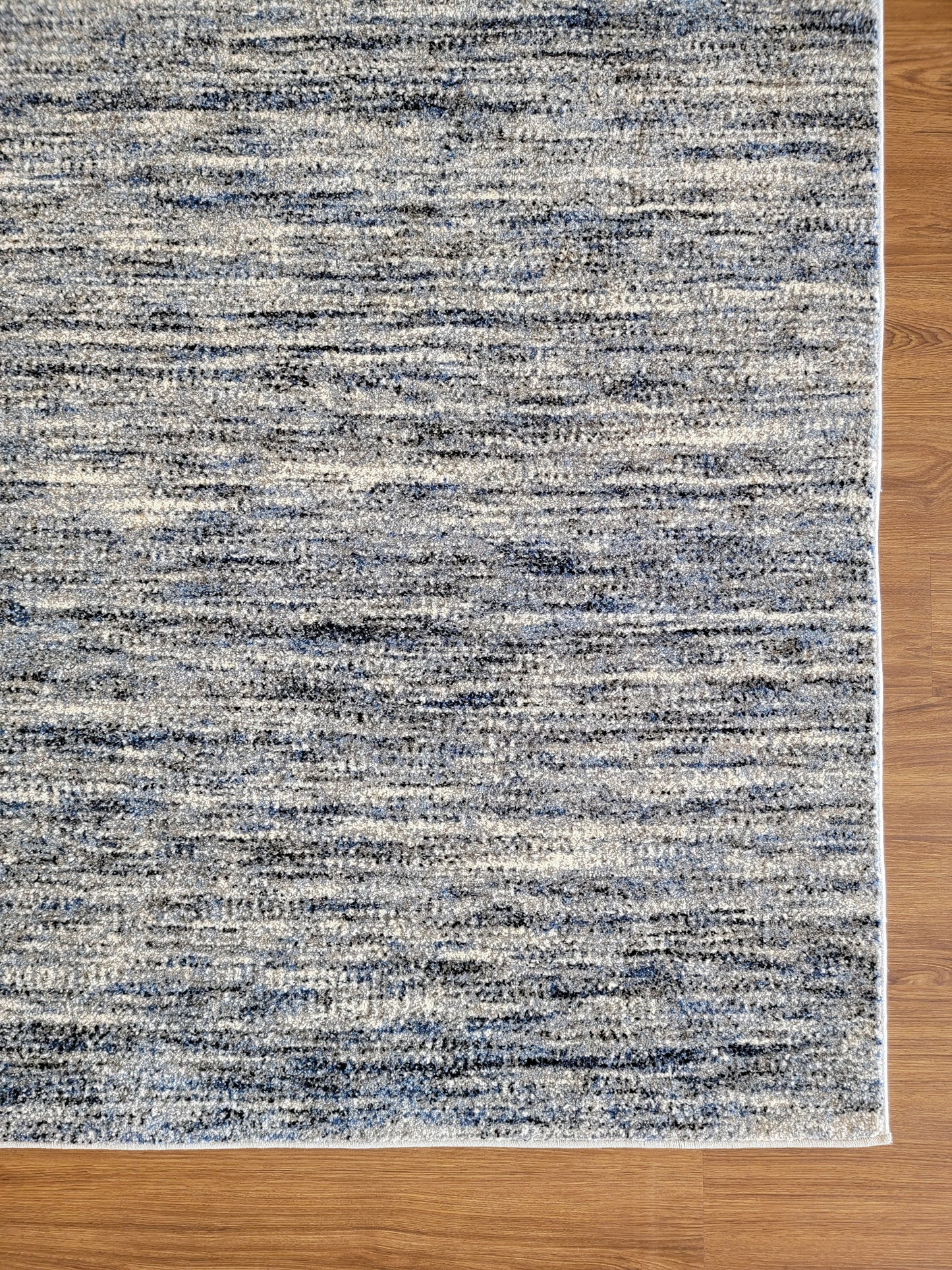 Diamond Art Abstract Area Rug. Ash Gray, Cobalt Blue, and White