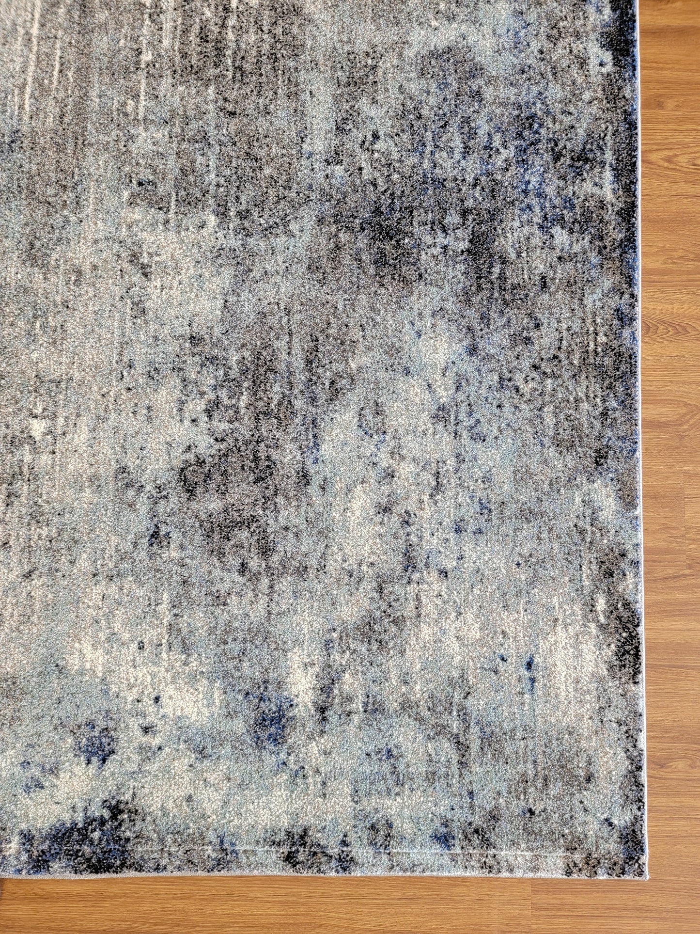 Diamond Abstract Area Rug. Gray, Ocean Blue, and White