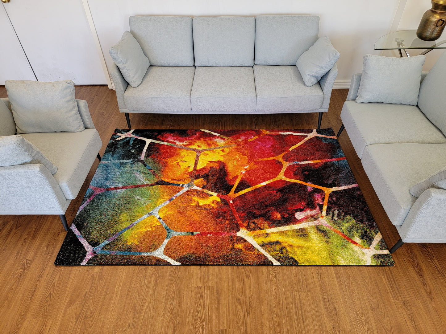 Diamond Art Geometric Area Rug. Combination of Multiple Colors