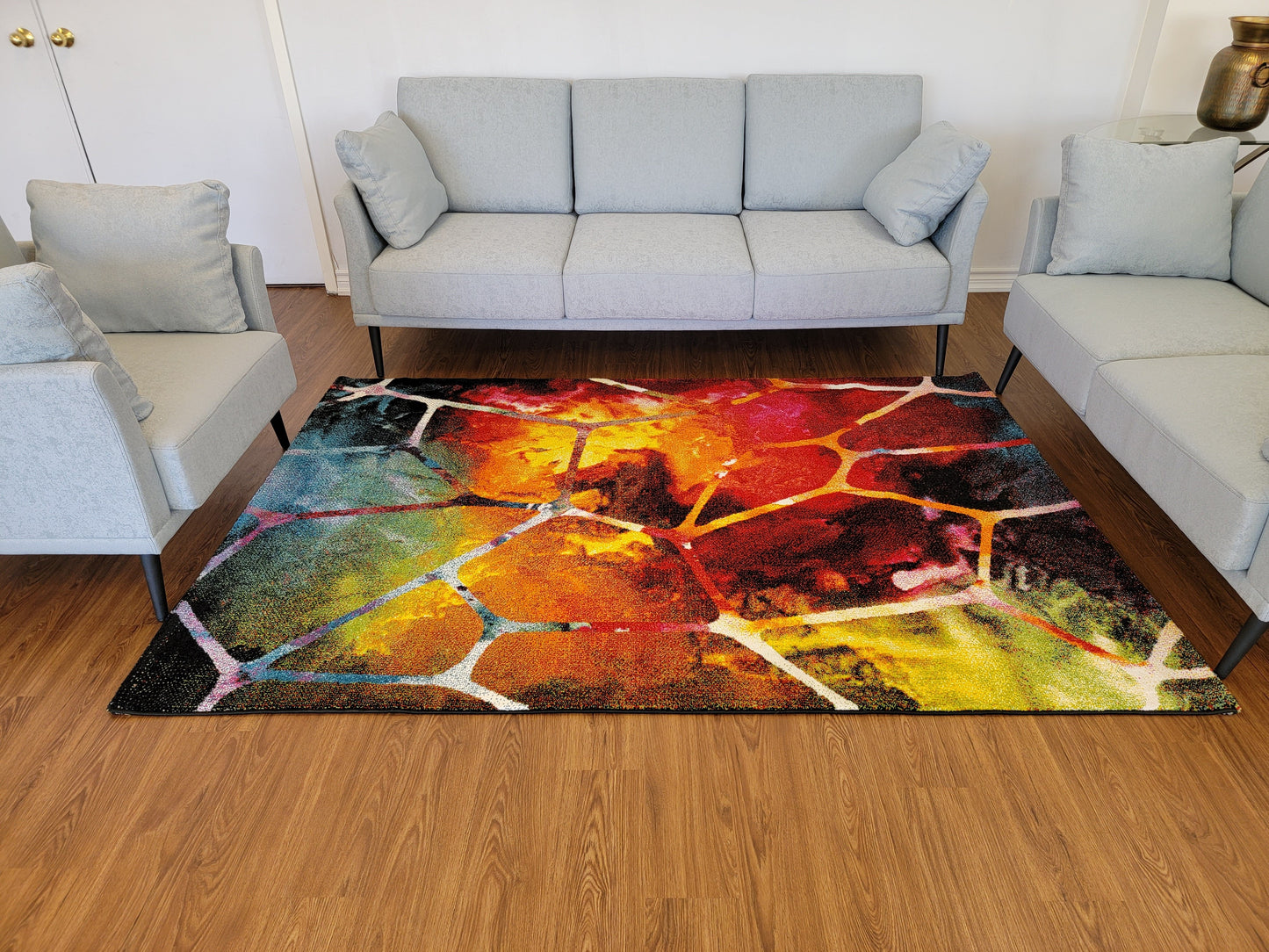 Diamond Art Geometric Area Rug. Combination of Multiple Colors