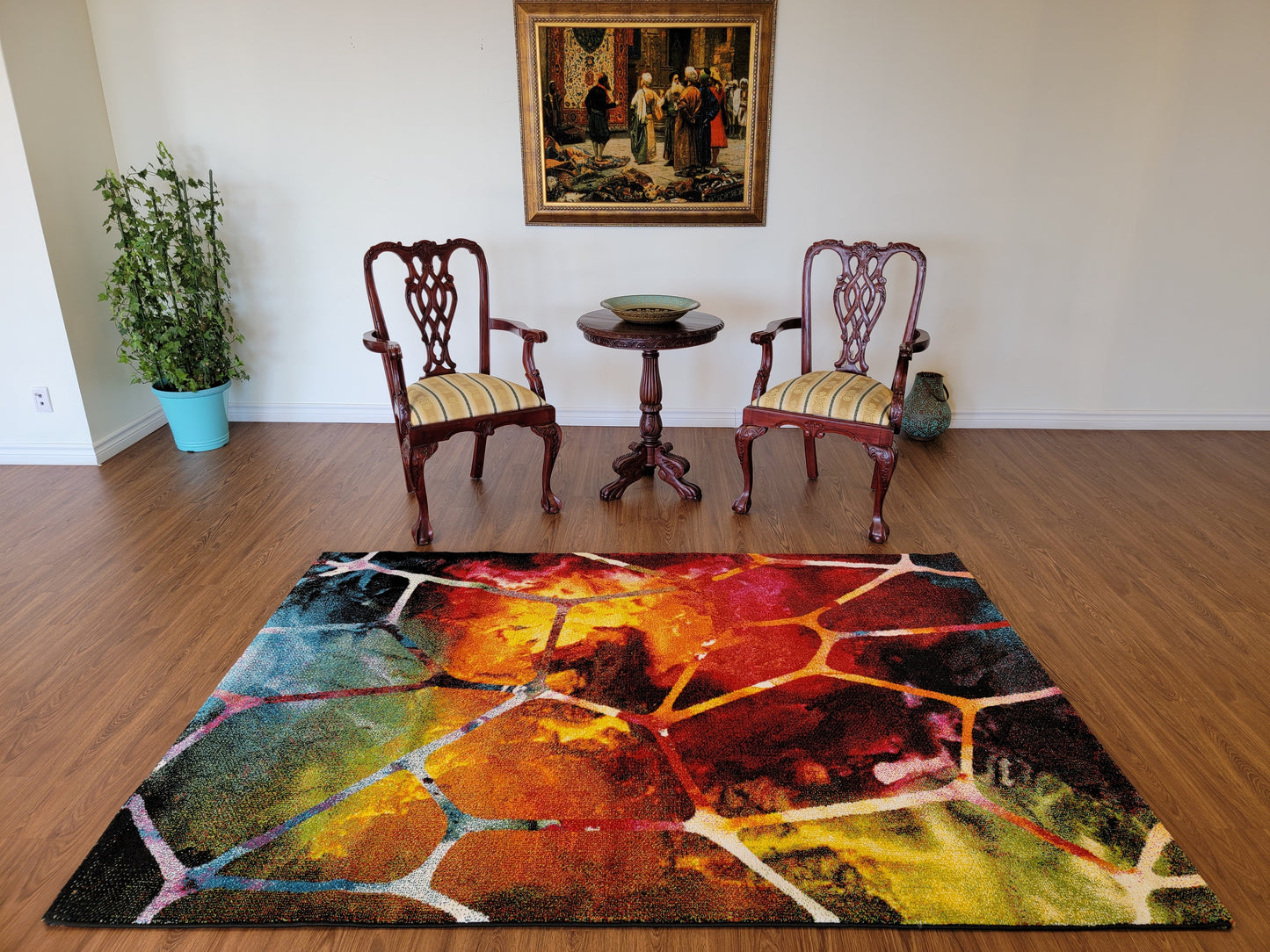 Diamond Art Geometric Area Rug. Combination of Multiple Colors