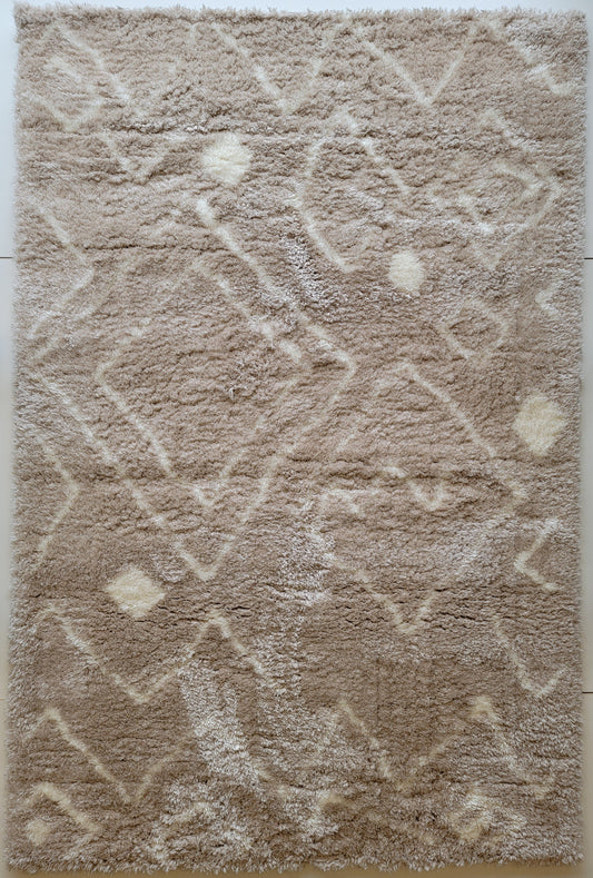 Flokati Shag Area Rug. White and Tan 