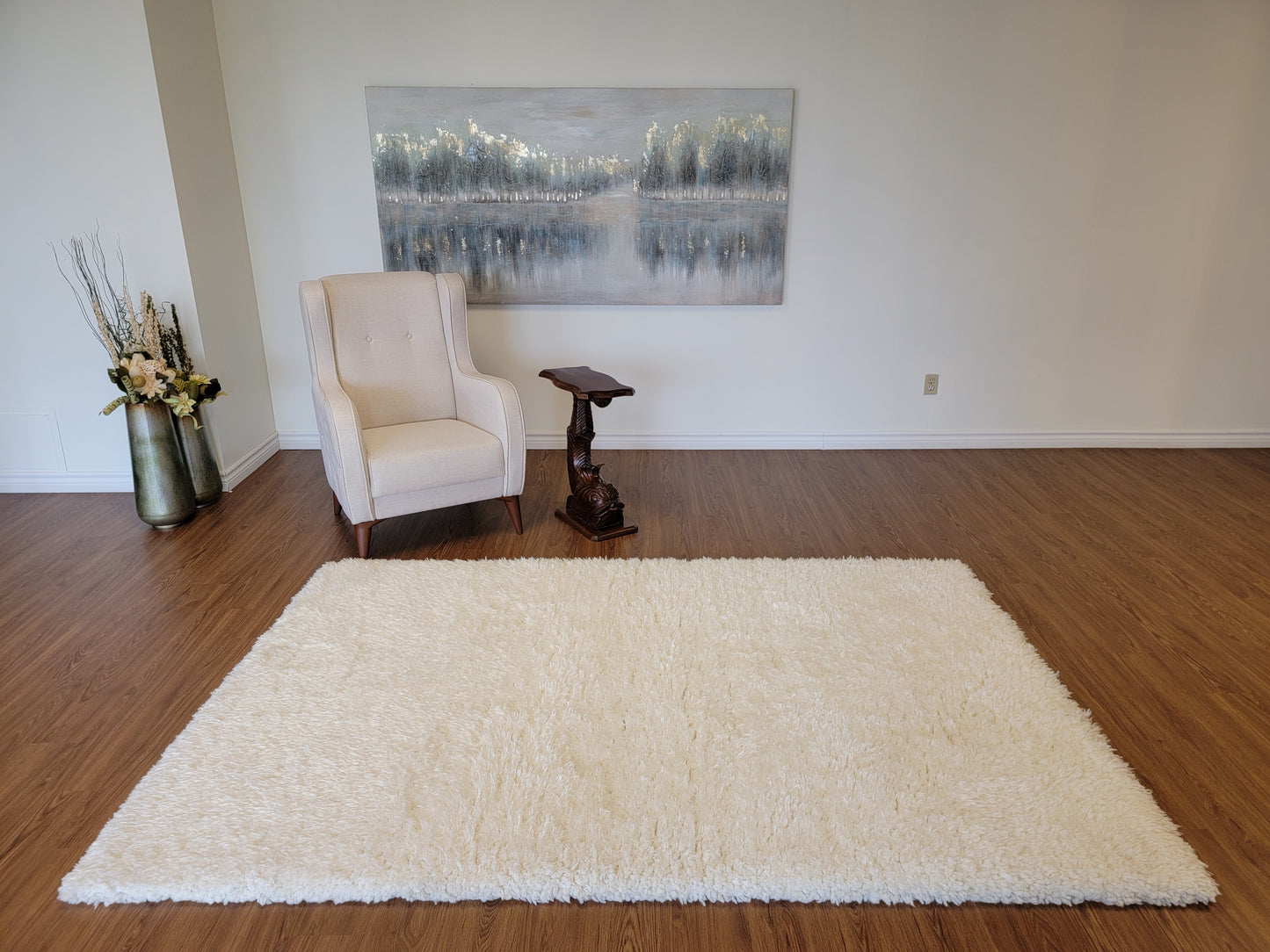 Flokati Shag Area Rug. White Color