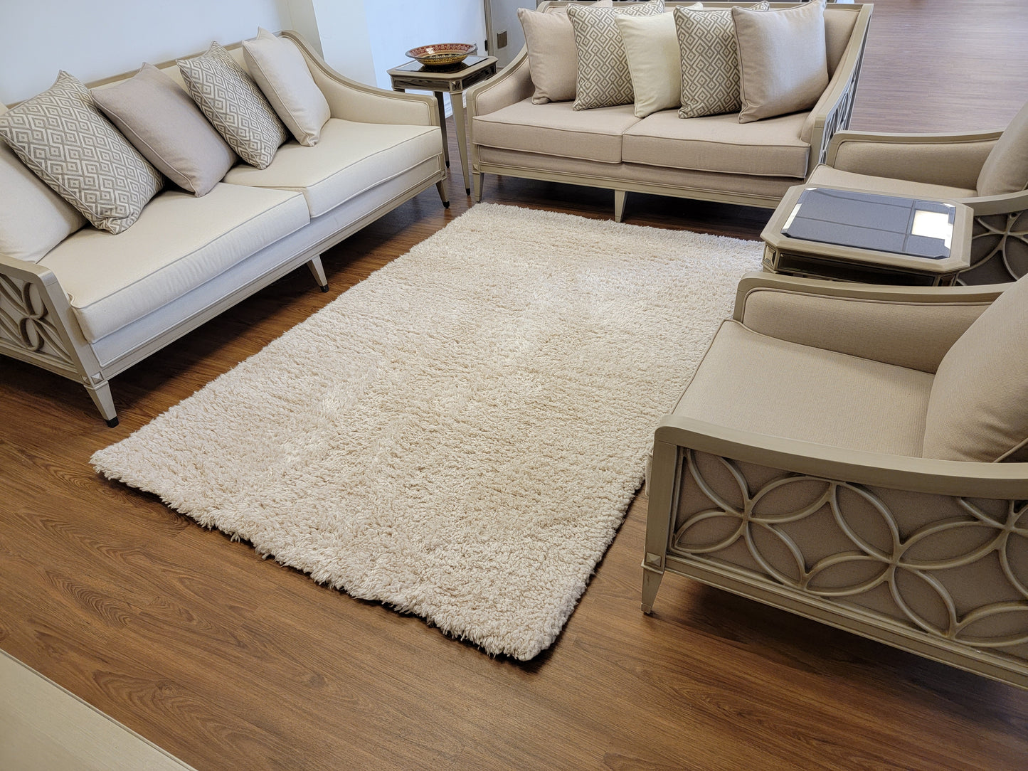 Flokati Shag Area Rug. Ivory Color