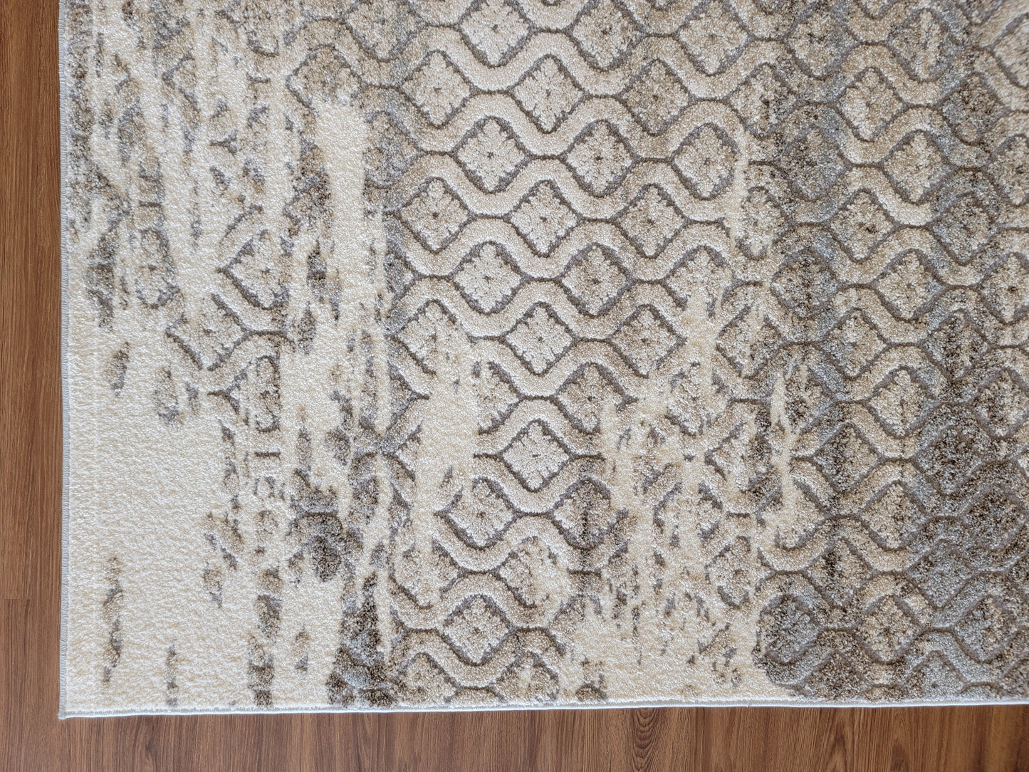 Ibiza Geometric Area Rug. Ivory, Brown, and Blue-Gray
