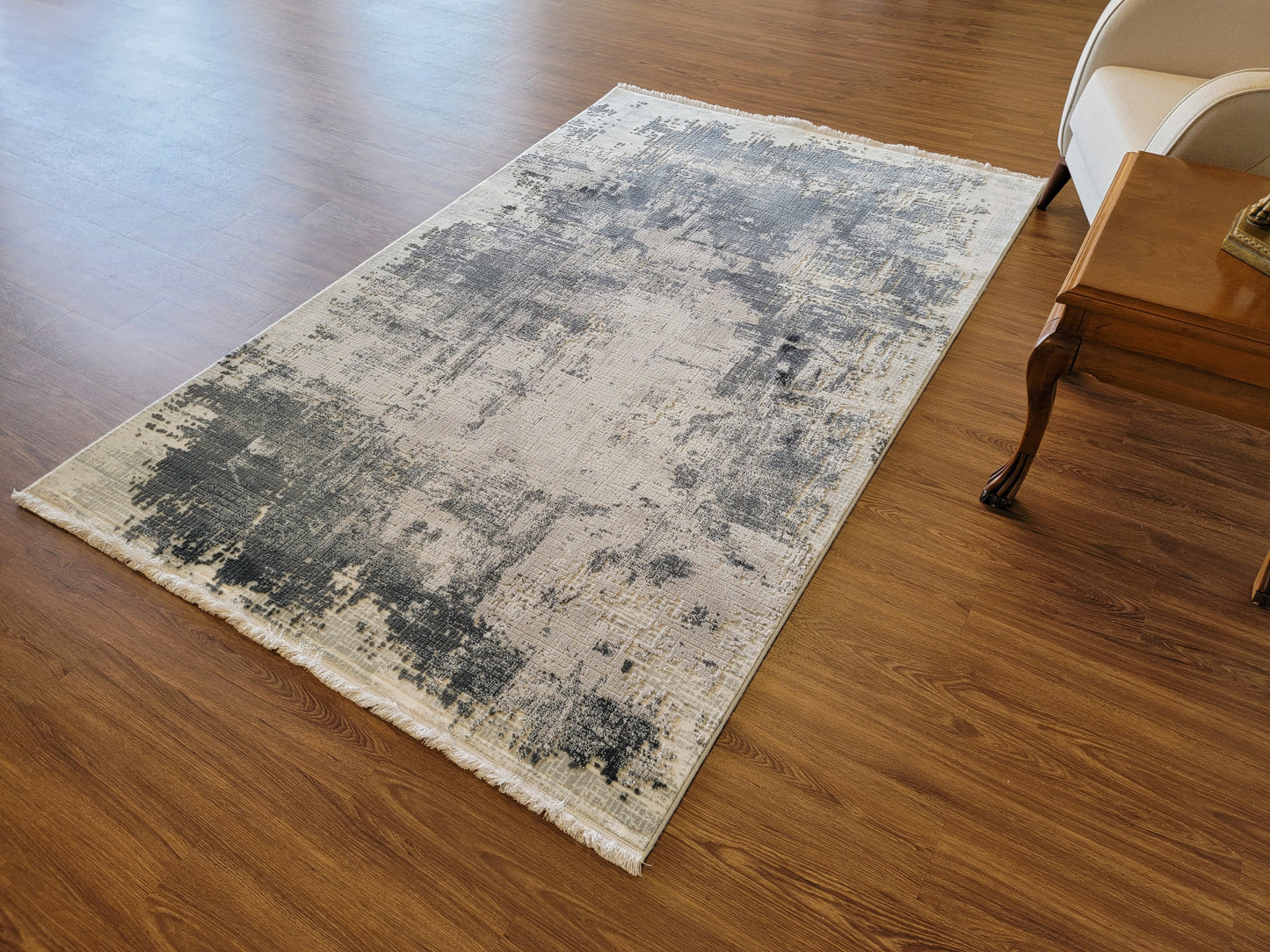 Maxim Abstract Area Rug. Light Gray, Slate Gray, and Charcoal
