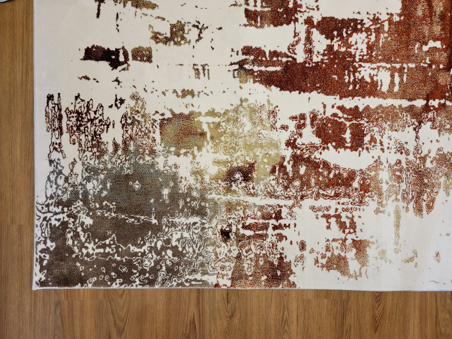 Olimpos Abstract Area Rug. Ivory, Golden Brown, and Copper