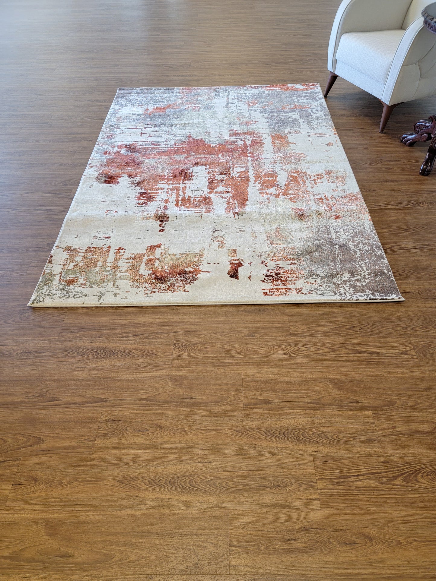 Olimpos Abstract Area Rug. Ivory, Golden Brown, and Copper