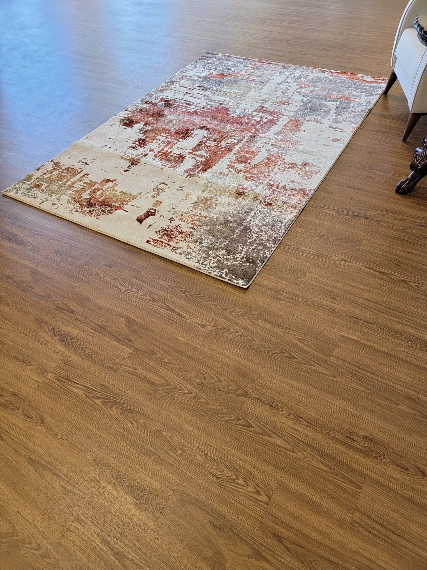 Olimpos Abstract Area Rug. Ivory, Golden Brown, and Copper