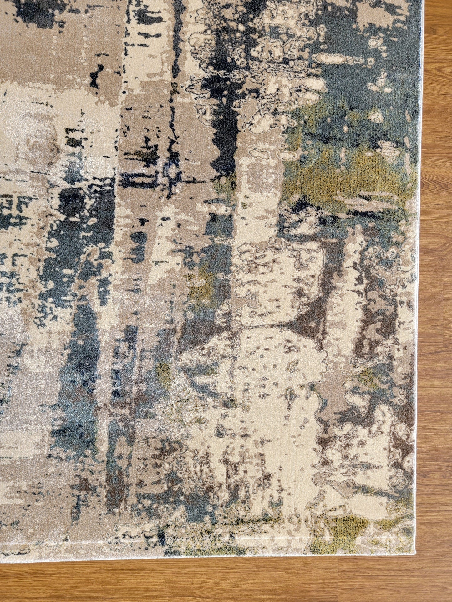 Olimpos Abstract Area Rug. Light Gray, Blue, and Army Green