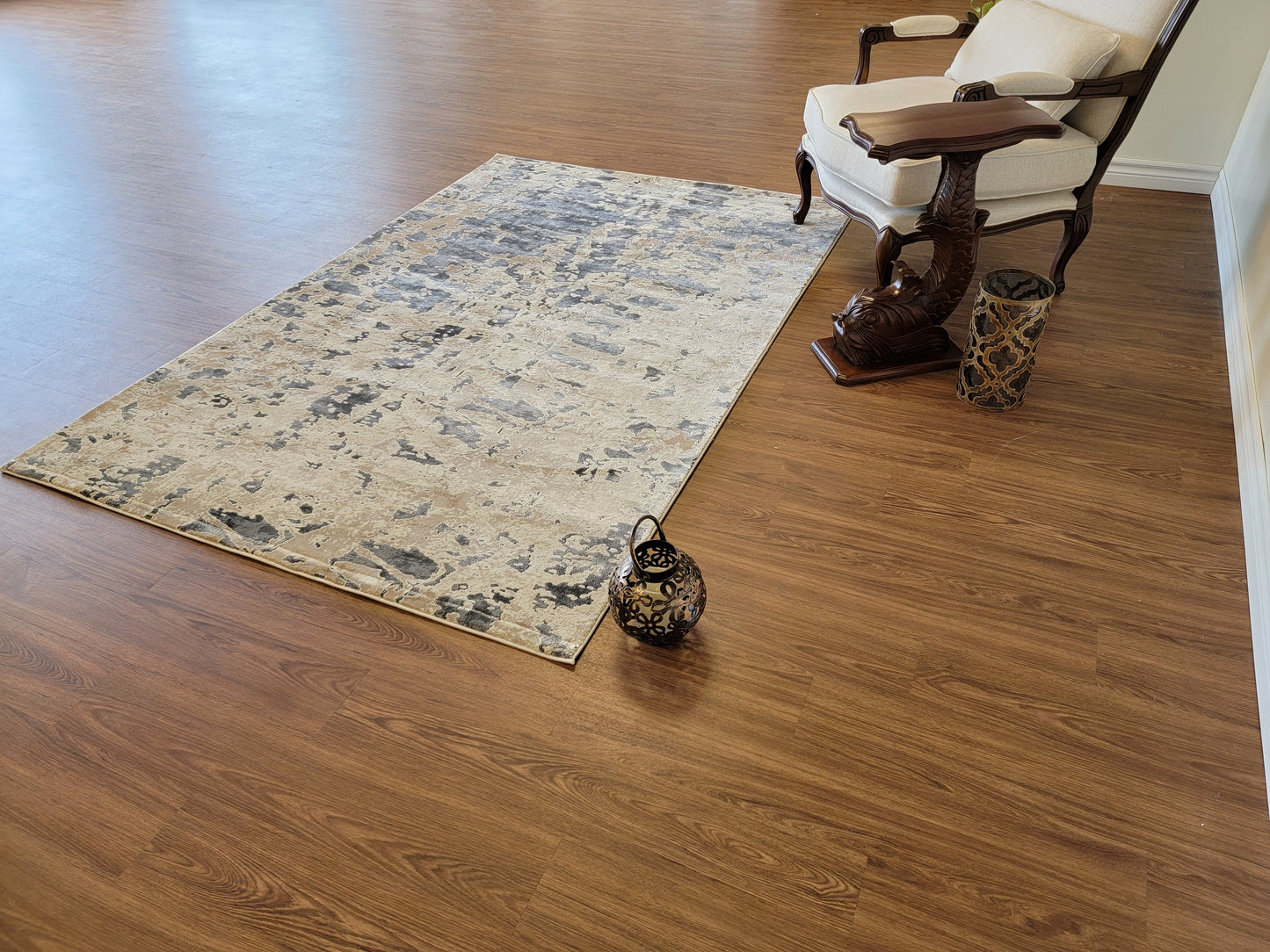 Serenity Abstract Area Rug. Beige, Brown, and Slate Gray
