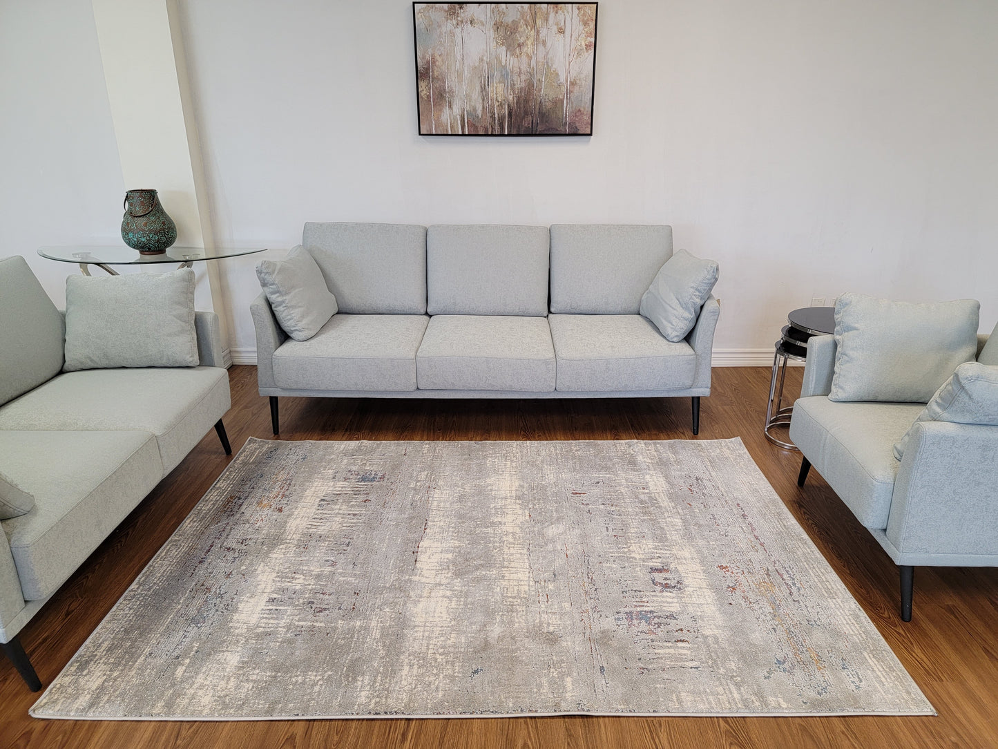 Venus Abstract Area Rug. Ash Gray and Dim Gray