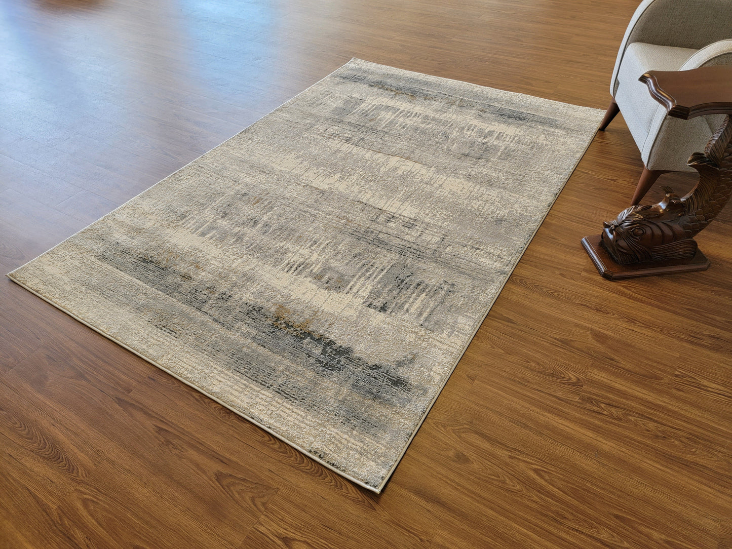 Venus Abstract Area Rug. Ash Gray and Dim Gray