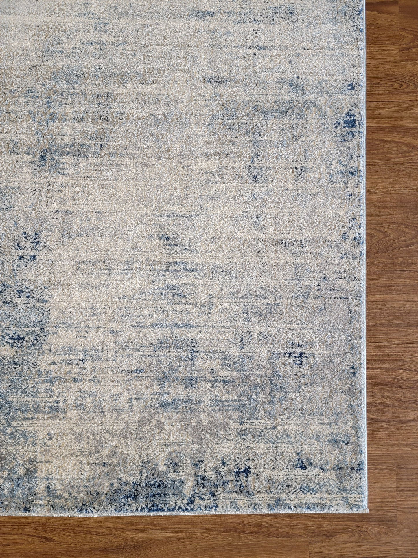 Venus Geometric Area Rug. White, Light Gray, and Cobalt Blue