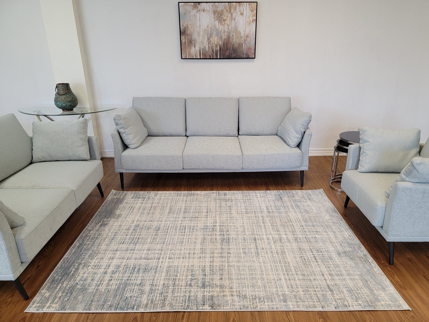 Venus Geometric Area Rug. Cobalt Blue and Gray