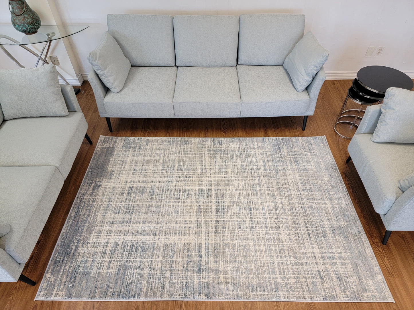 Venus Geometric Area Rug. Cobalt Blue and Gray