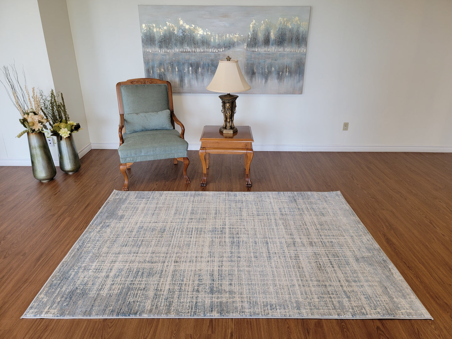 Venus Geometric Area Rug. Cobalt Blue and Gray